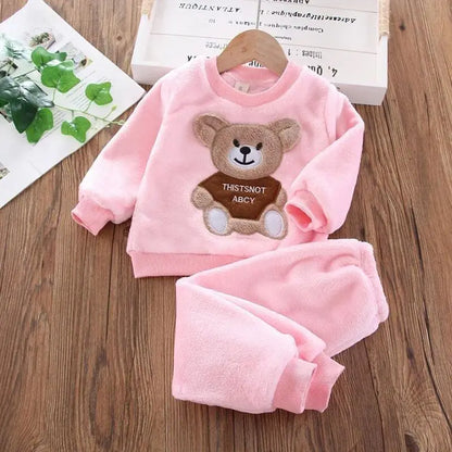 Kids Warm Fleece Hoodie Pants 3PCS Set