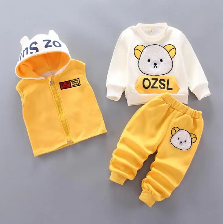 Kids Warm Fleece Hoodie Pants 3PCS Set