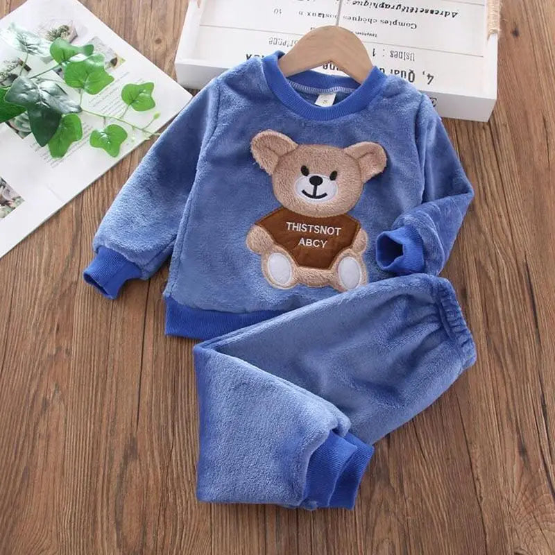 Kids Warm Fleece Hoodie Pants 3PCS Set