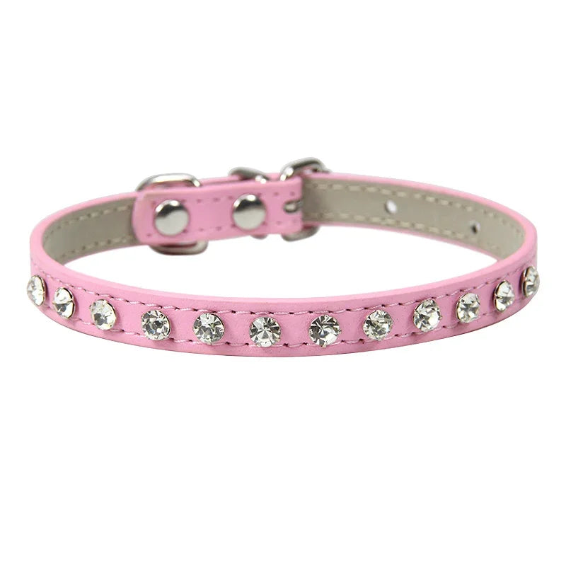 Kitten Luxury Leather Rhinestone Cat Collar