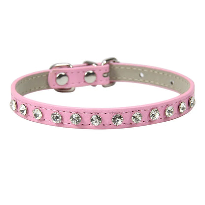 Kitten Luxury Leather Rhinestone Cat Collar