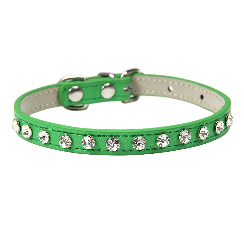 Kitten Luxury Leather Rhinestone Cat Collar