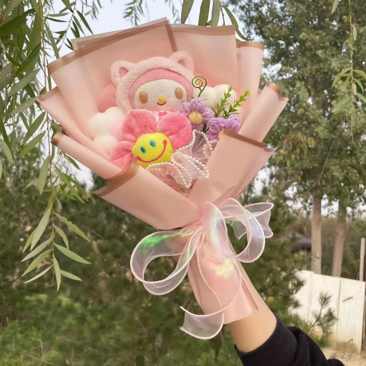 Kawaii Hello Kitty Cat Dolls with Flowers - Sanrio Bouquet Gift
