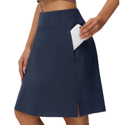 Knee-Length Skorts with 4 Pockets for Women
