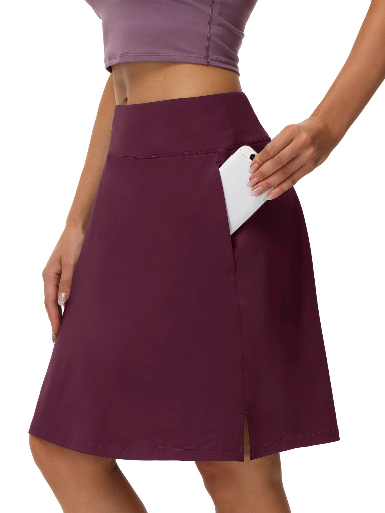 Knee-Length Skorts with 4 Pockets for Women

