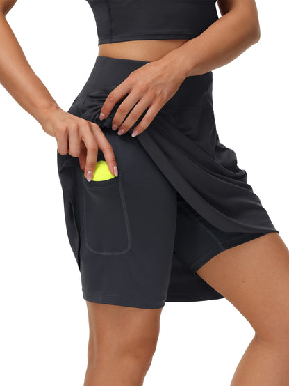 Knee-Length Skorts with 4 Pockets for Women
