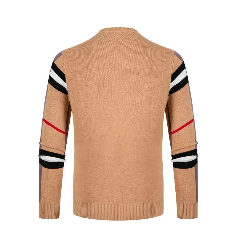 Knitted Striped Round Neck Sweater
