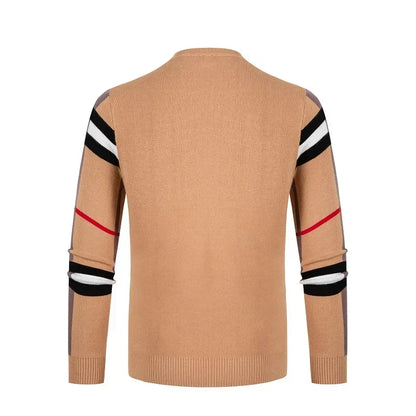 Knitted Striped Round Neck Sweater
