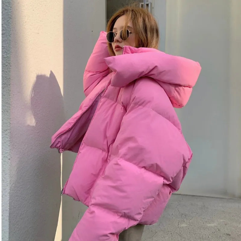 Korean Fluffy Hooded Breadwar Down Jacket