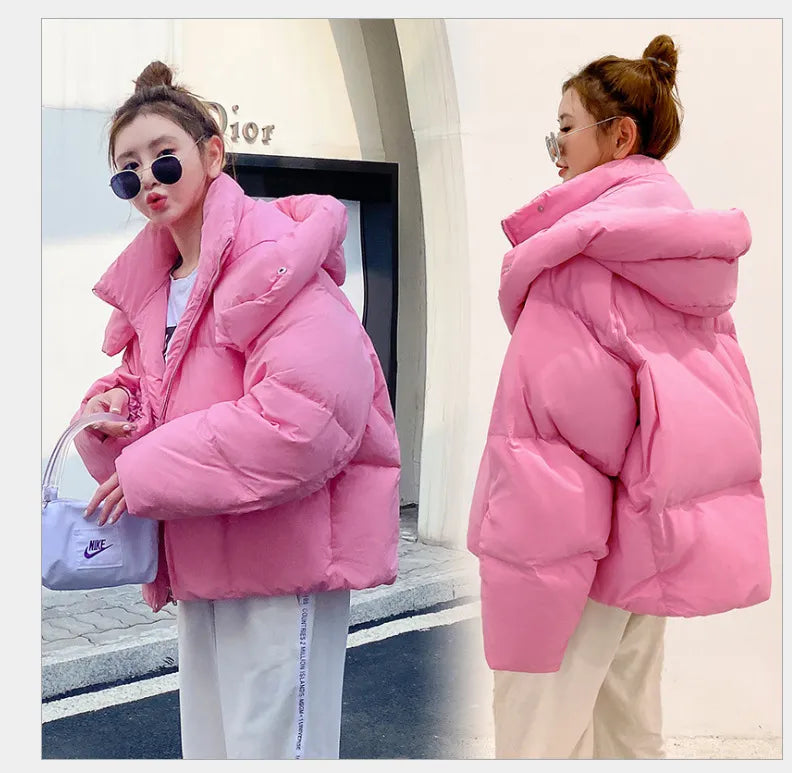 Korean Fluffy Hooded Breadwar Down Jacket
