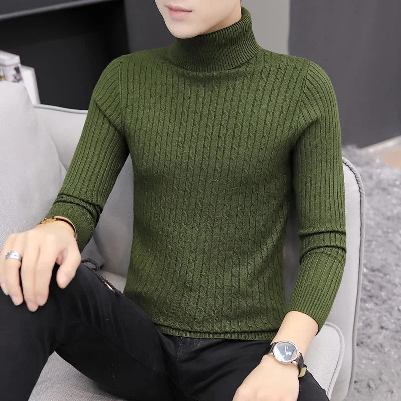Korean Slim Solid Color Turtleneck
