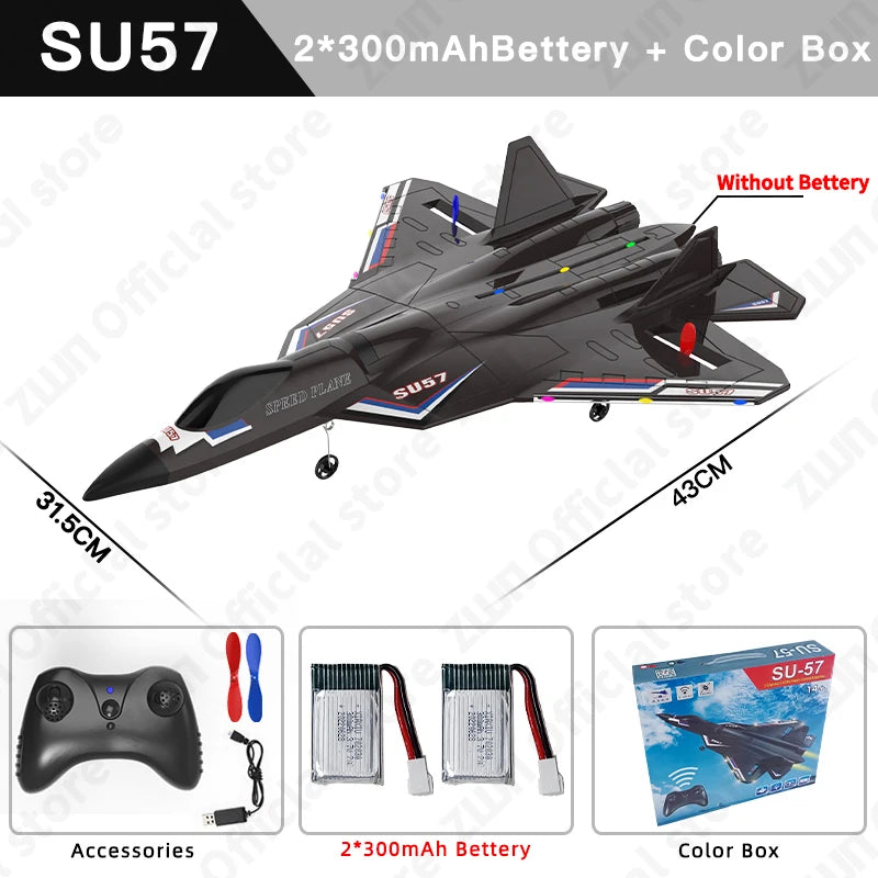LED Lights 2.4G RC SU57 Glider Airplane