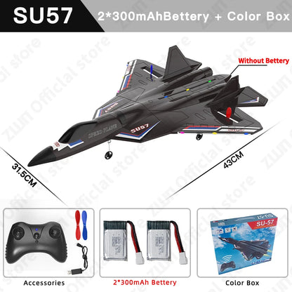 LED Lights 2.4G RC SU57 Glider Airplane