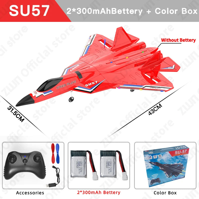 LED Lights 2.4G RC SU57 Glider Airplane