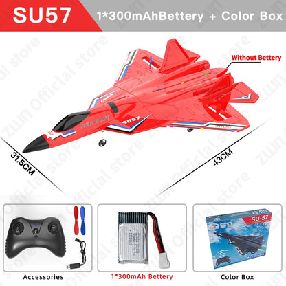 LED Lights 2.4G RC SU57 Glider Airplane