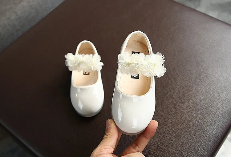 Toddler Infant Lace Crystal Bright Princess Leather shoes
