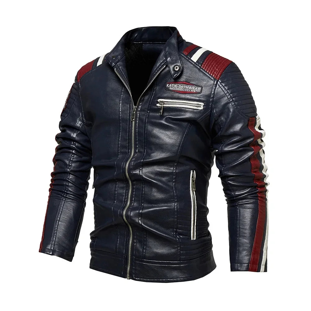 Stylish Slim Fit PU Leather Motorcycle Jacket
