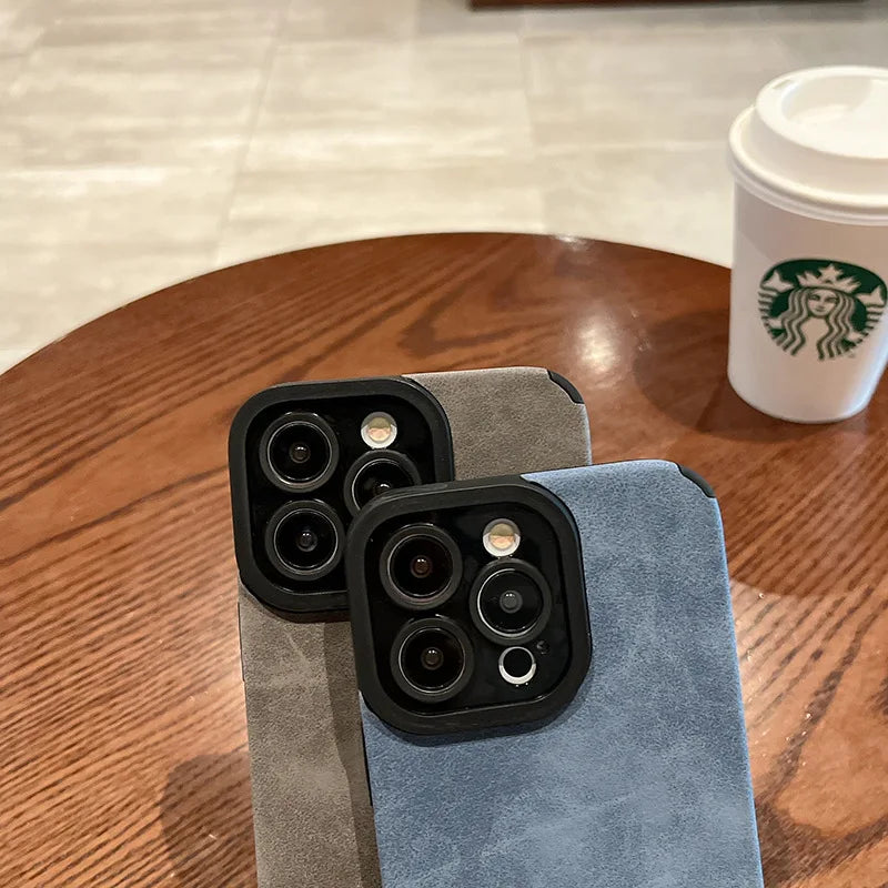 Matte Leather Silicone Shockproof Phone Cover