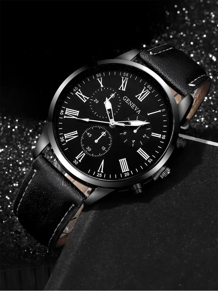 4PCS Set Couple Leather Watches - Simple Dial Quartz Couple Wristwatches