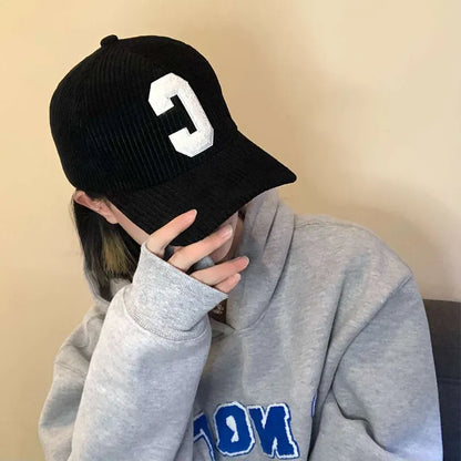 Corduroy Letter C Autumn Winter Unisex Cap

