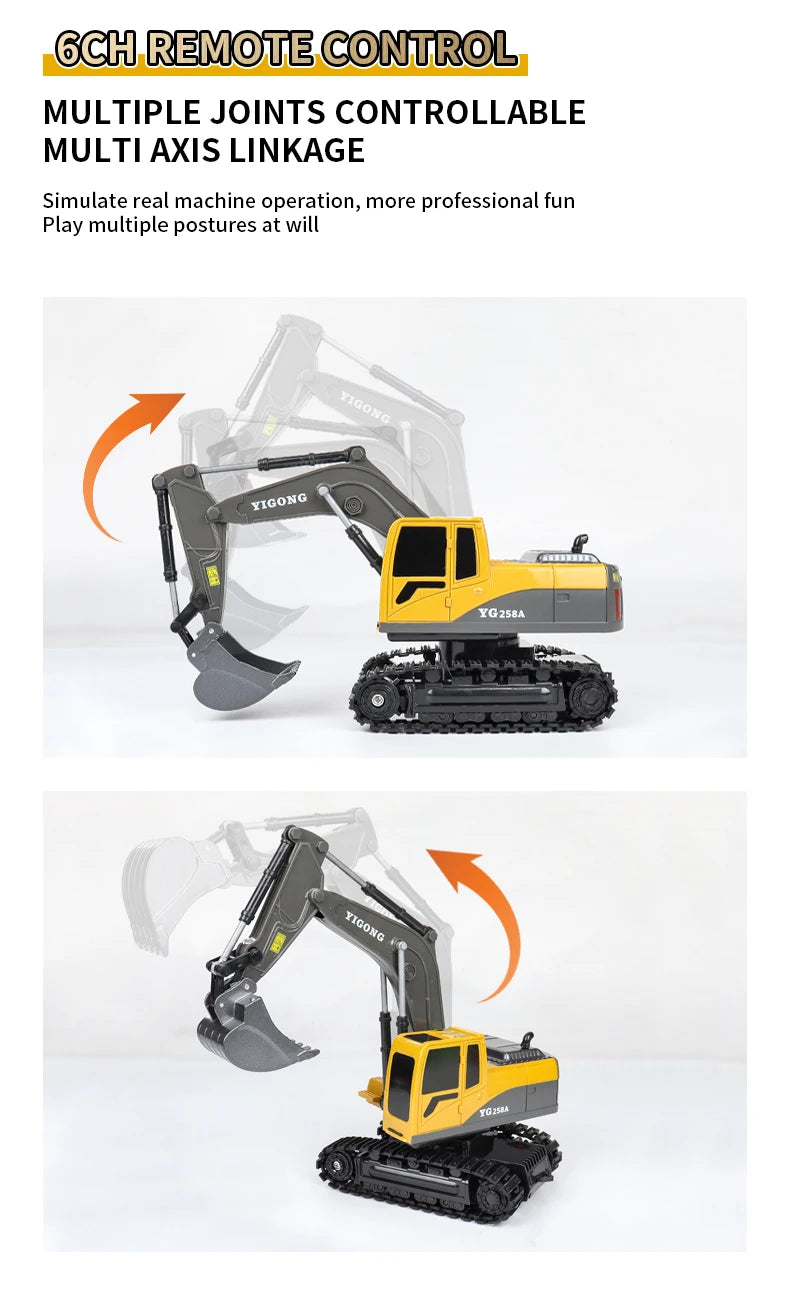 Light and Sound Remote Control Excavator Toy