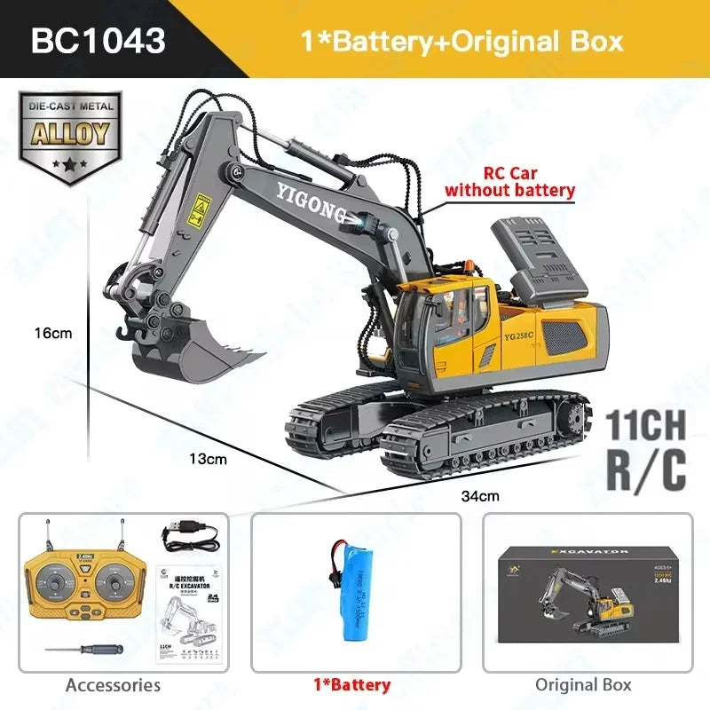 Light and Sound Remote Control Excavator Toy
