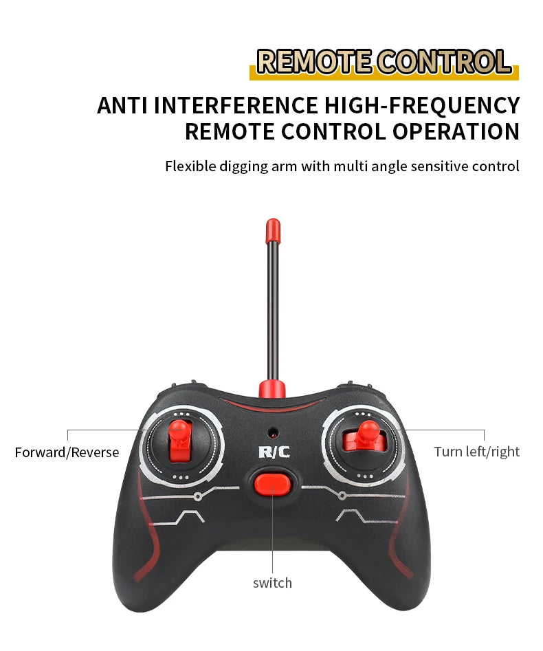 Light and Sound Remote Control Excavator Toy