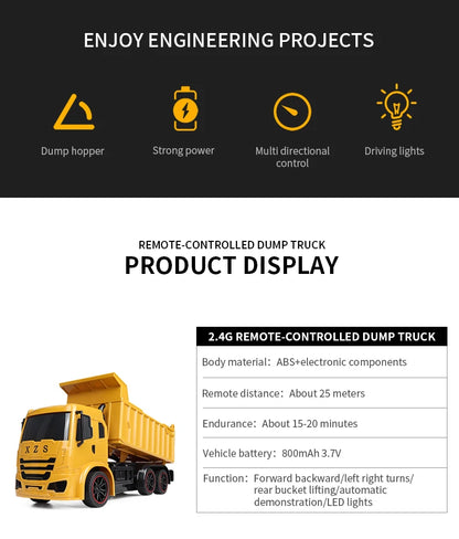 Light and Sound Remote Control Excavator Toy