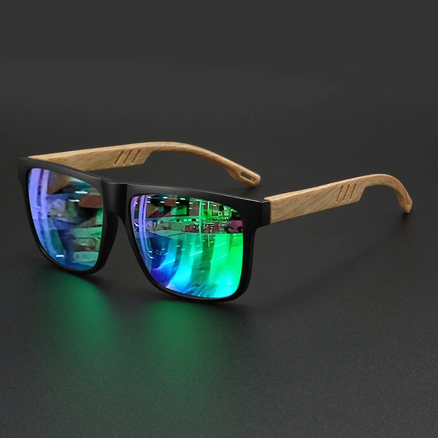 Lightweight Square UV400 Men's Wood Sunglasses
