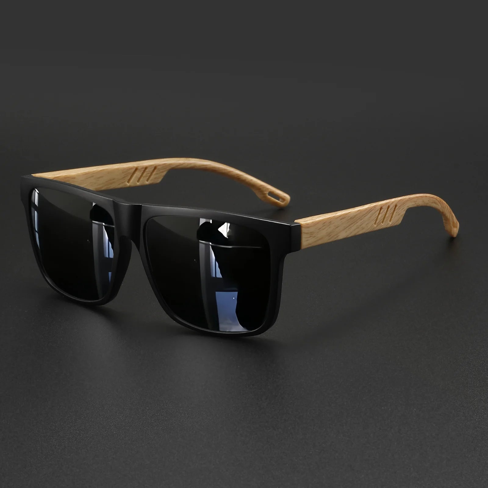 Lightweight Square UV400 Men's Wood Sunglasses