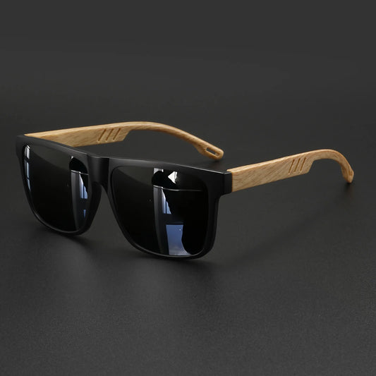 Lightweight Square UV400 Men's Wood Sunglasses