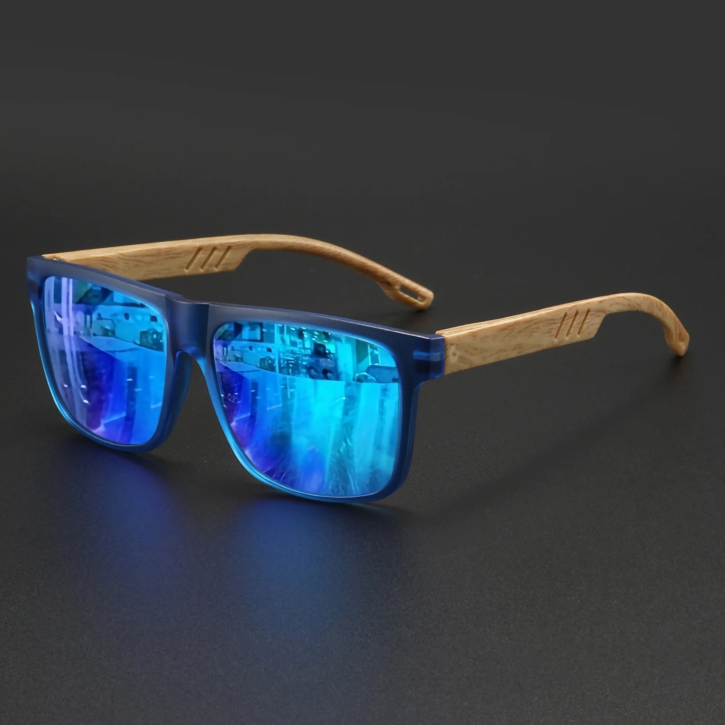 Lightweight Square UV400 Men's Wood Sunglasses