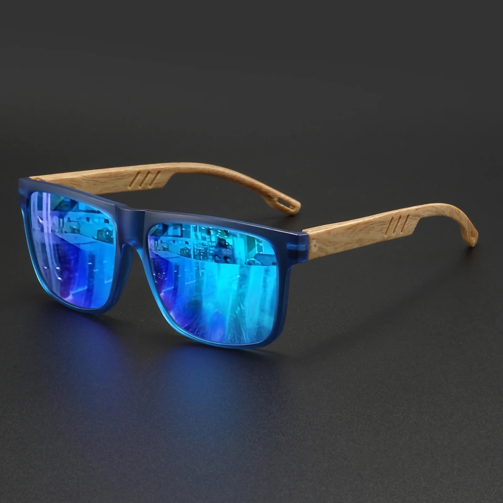 Lightweight Square UV400 Men's Wood Sunglasses