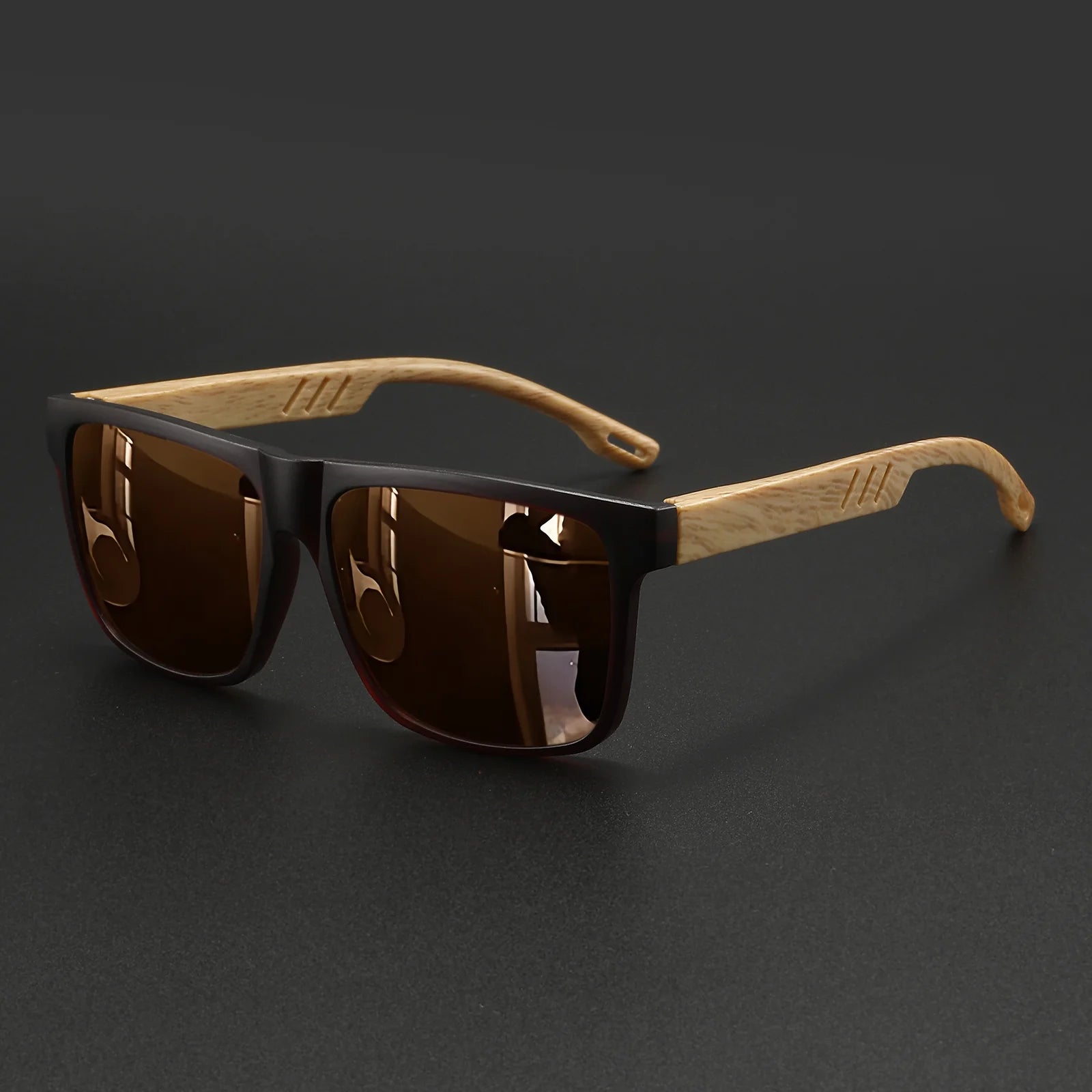Lightweight Square UV400 Men's Wood Sunglasses