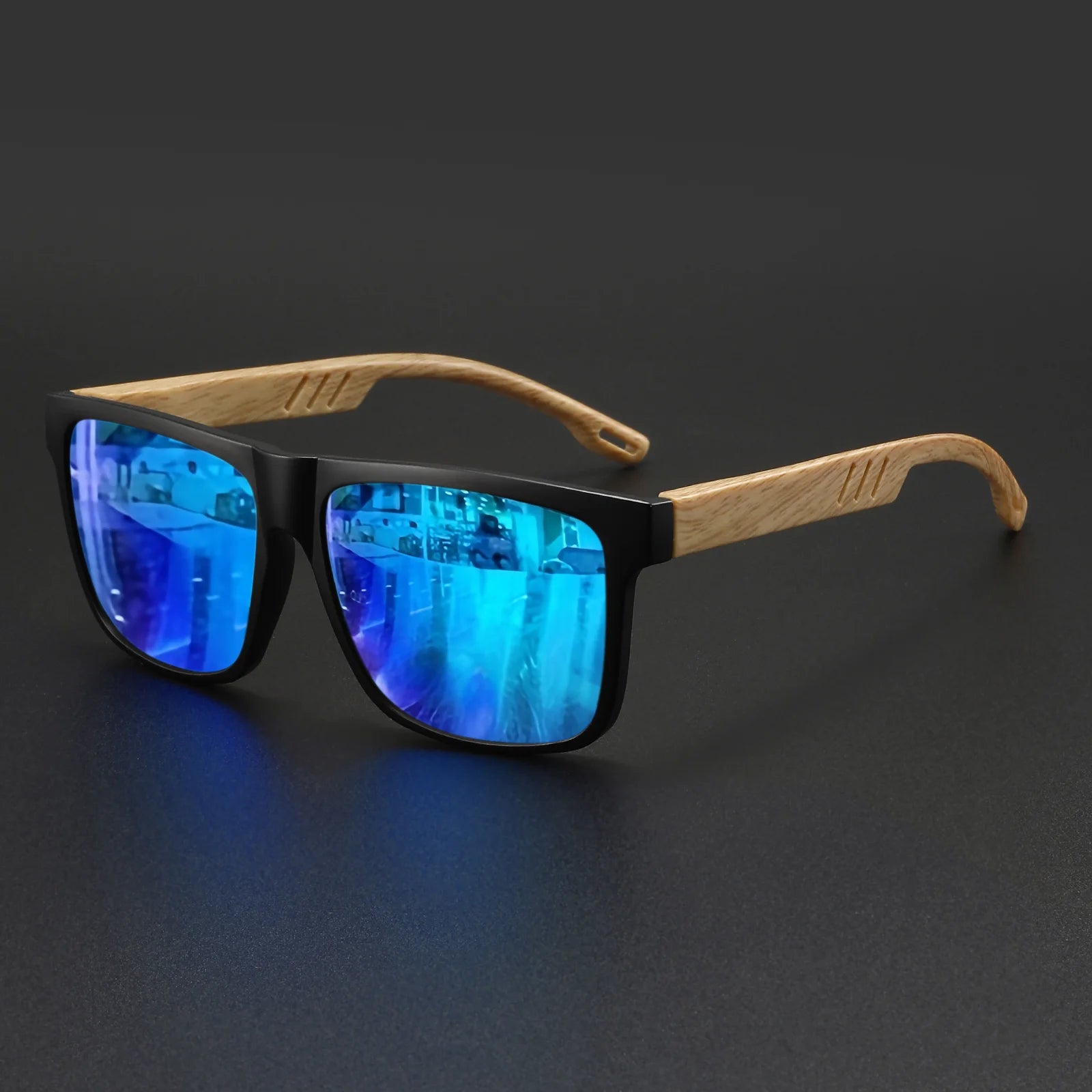 Lightweight Square UV400 Men's Wood Sunglasses