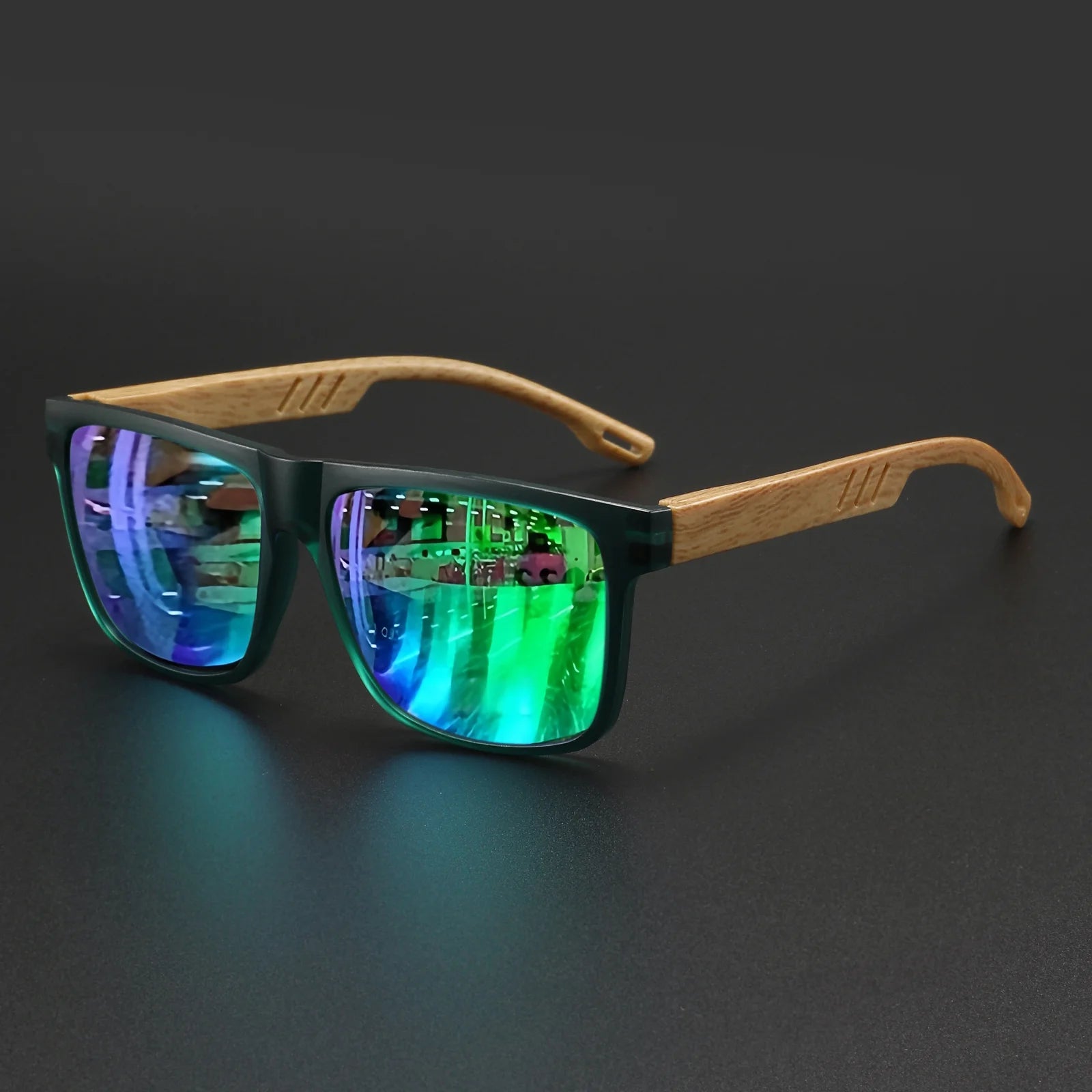 Lightweight Square UV400 Men's Wood Sunglasses