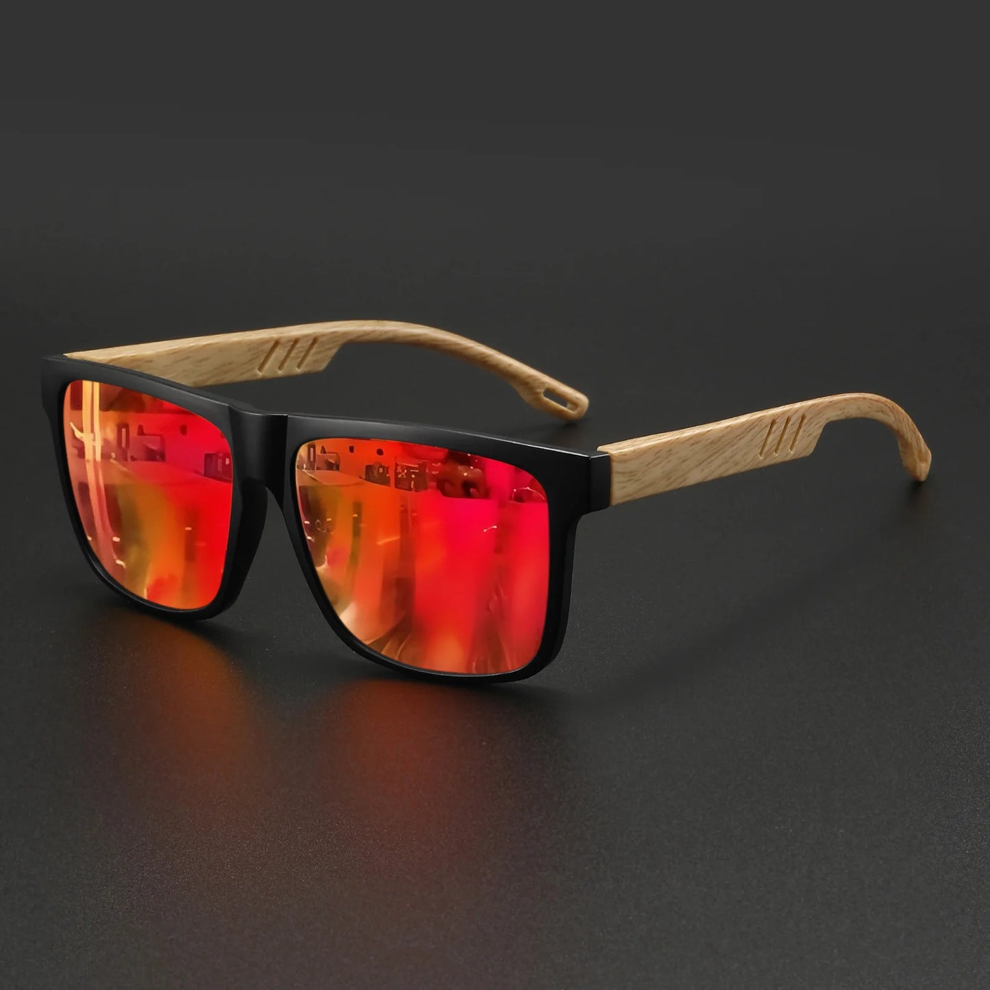 Lightweight Square UV400 Men's Wood Sunglasses