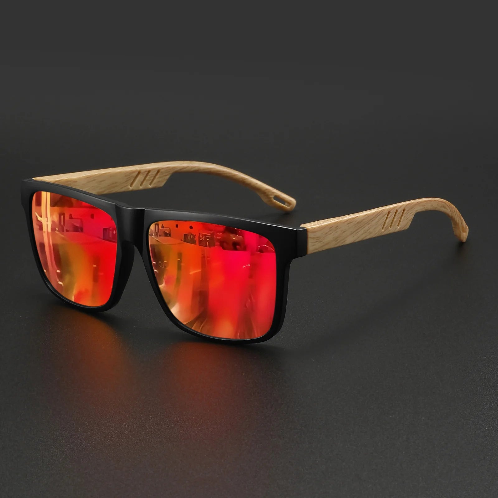 Lightweight Square UV400 Men's Wood Sunglasses