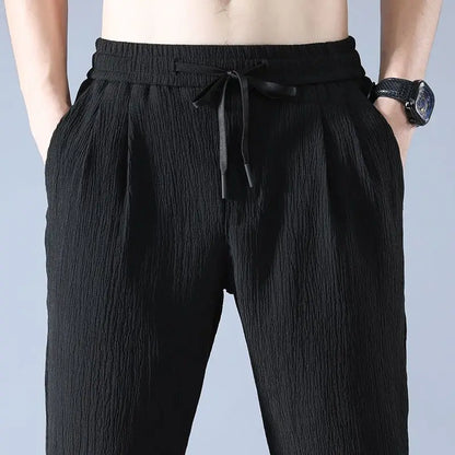 Ice Silk Linen Wide-Leg Sport Pants
