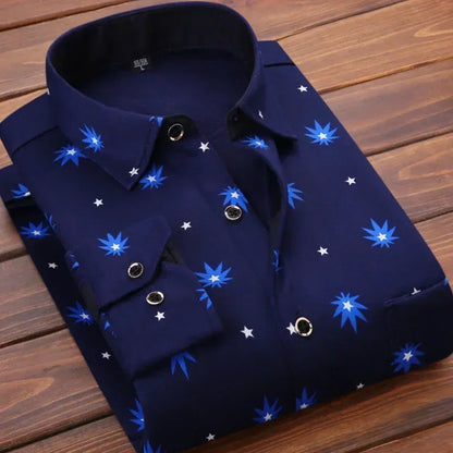 Men's Autumn Winter Casual Long Sleeve Plaid Shirt
