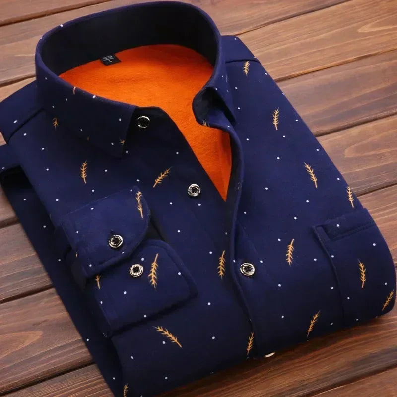 Men's Autumn Winter Casual Long Sleeve Plaid Shirt
