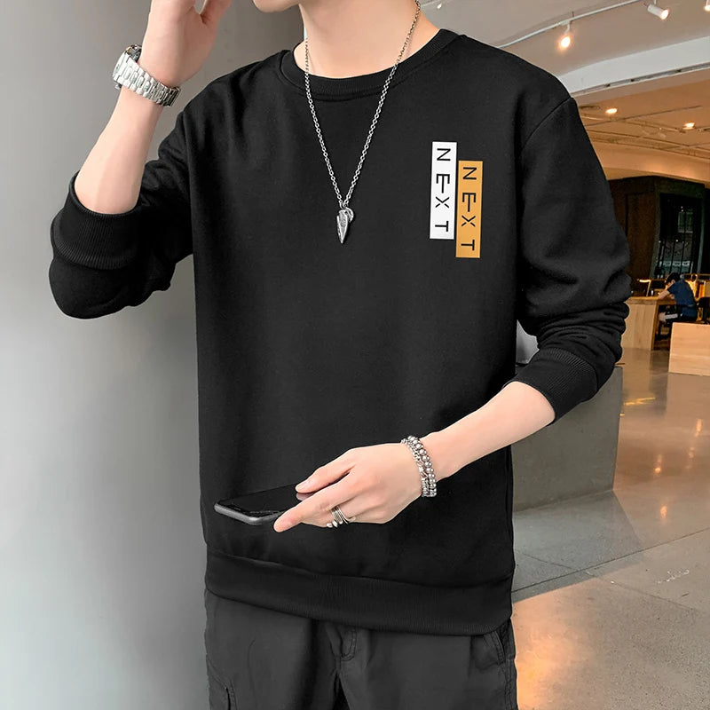 New Autumn/Spring Long Sleeve T-Shirt: Men's Round Neck Sweater
