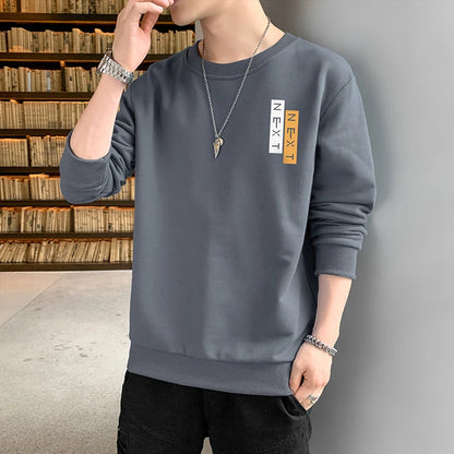 New Autumn/Spring Long Sleeve T-Shirt: Men's Round Neck Sweater

