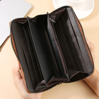 Men's Long Zipper Leather Wallet