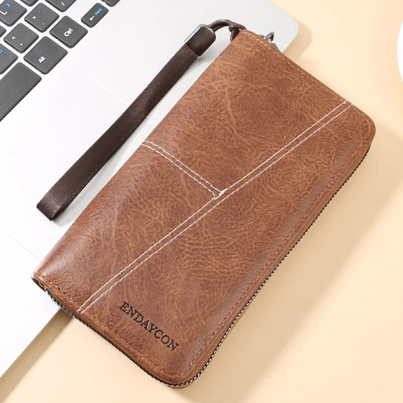 Men's Long Zipper Leather Wallet
