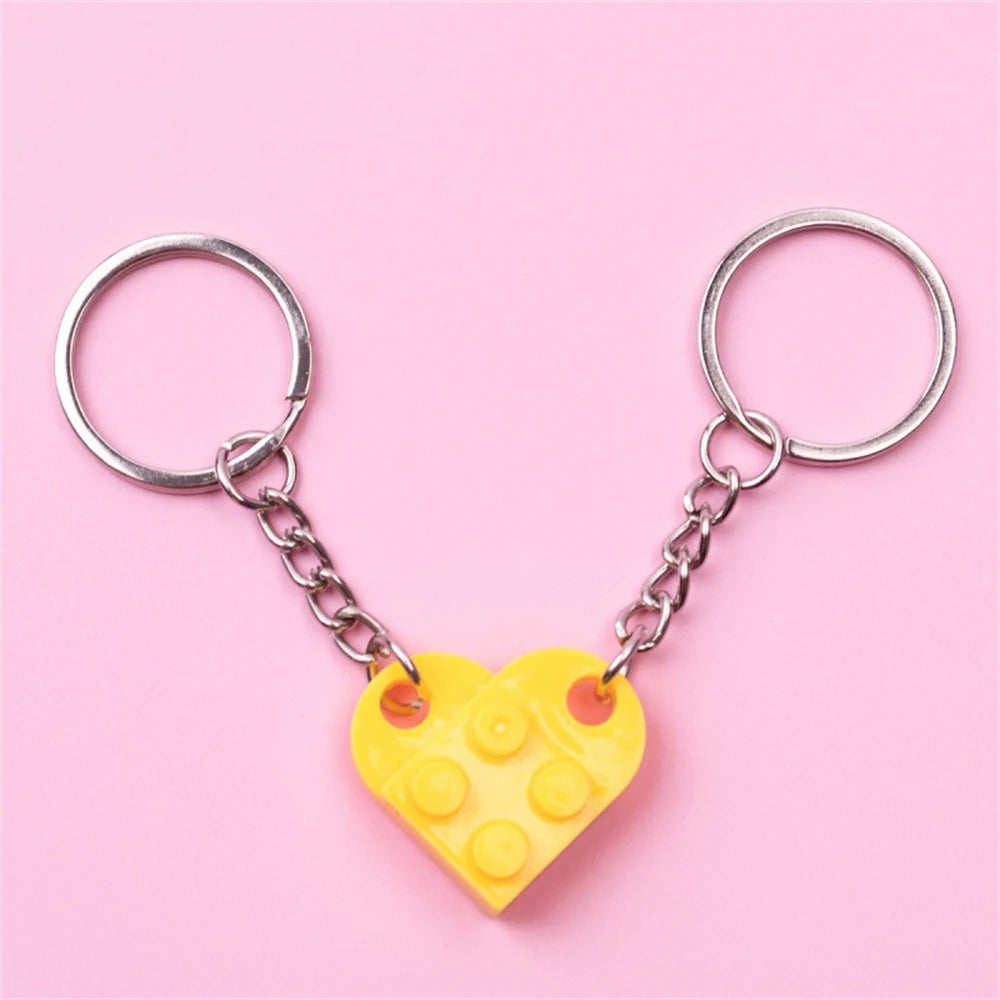 Love Heart Building Block Matching Keychains For Couples