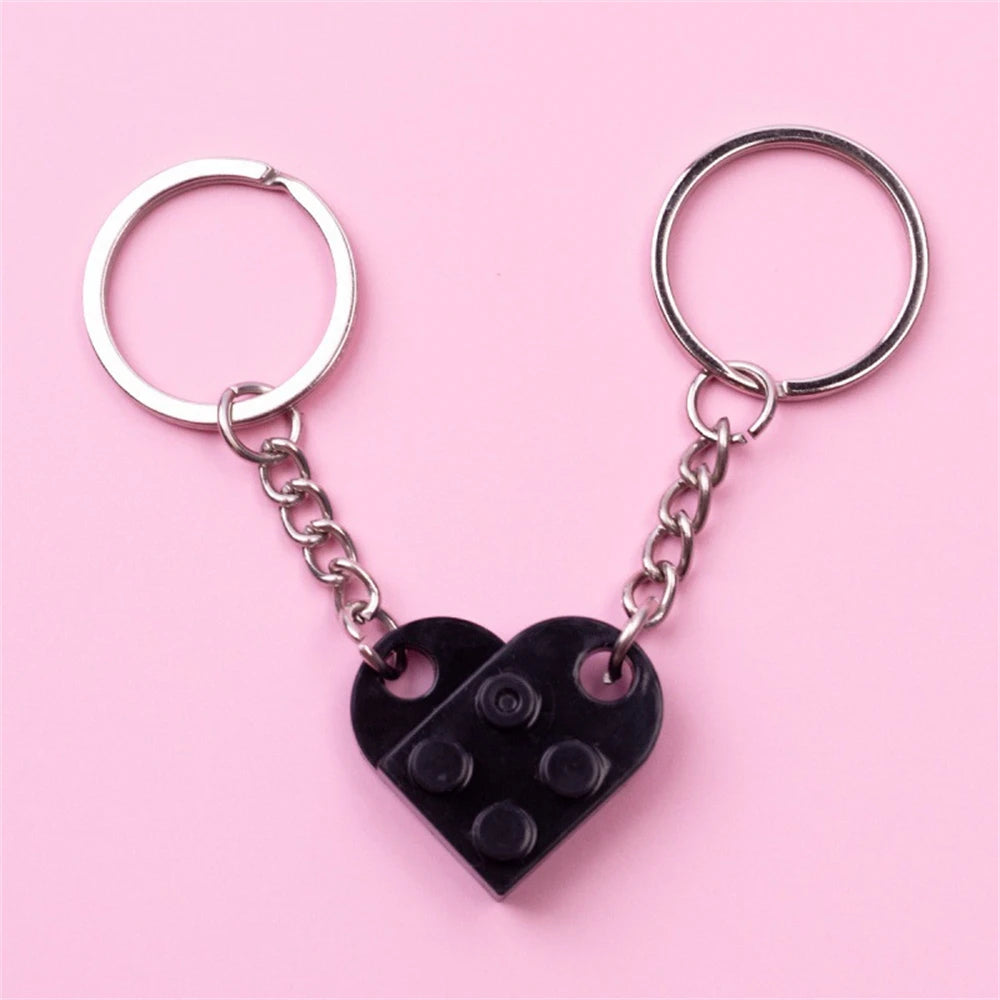 Love Heart Building Block Matching Keychains For Couples