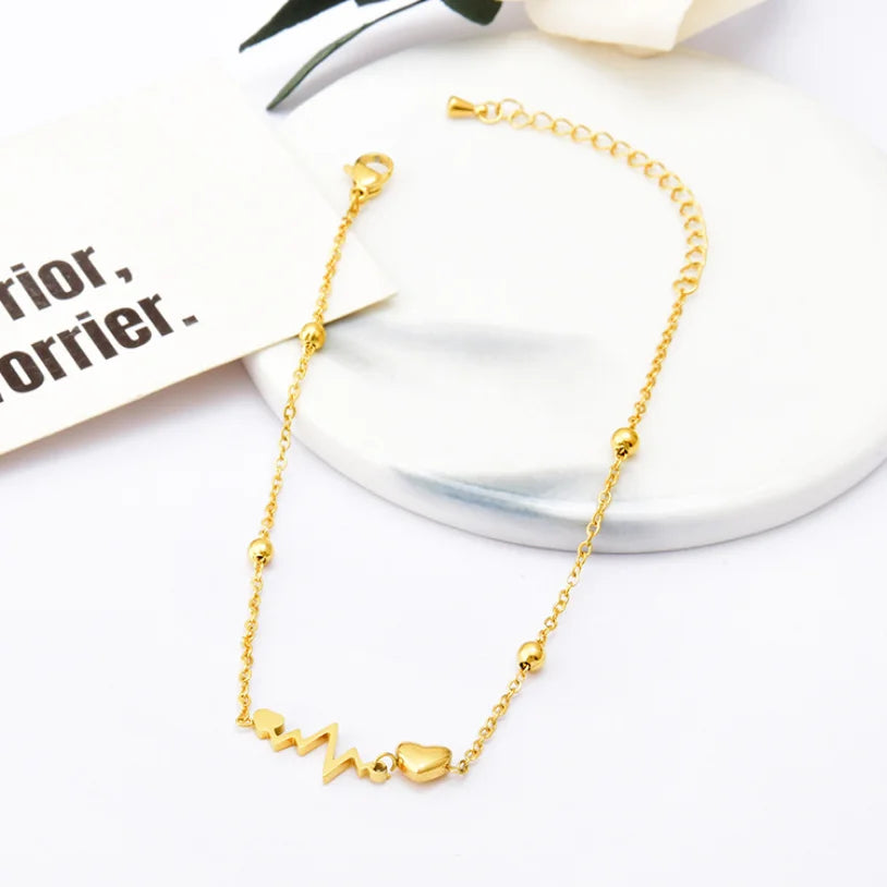 Stainless Steel Love Heart  Anklet Jewelry