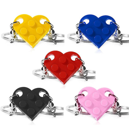 Love Heart Building Block Matching Keychains For Couples