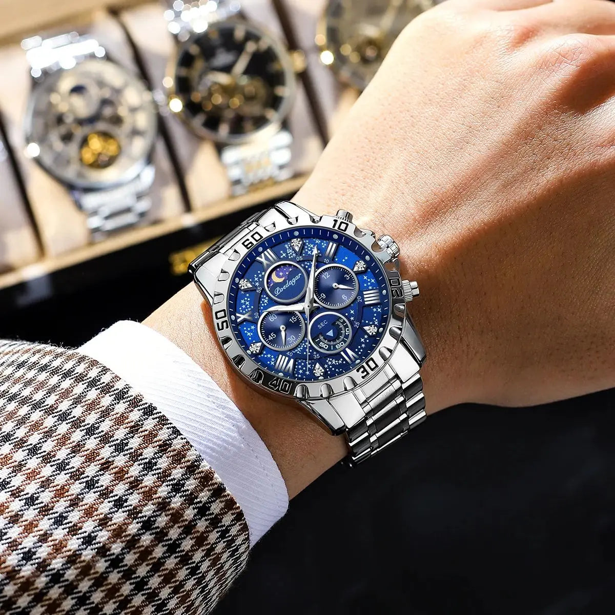 Luxury Stainless Steel Chronograph Sports Watch